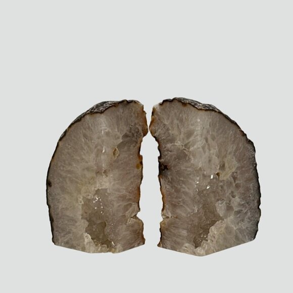 Crystal bookends, Agate Stone with Geode Center, Natural Bookshelf Decor (DB) - Picture 5 of 14